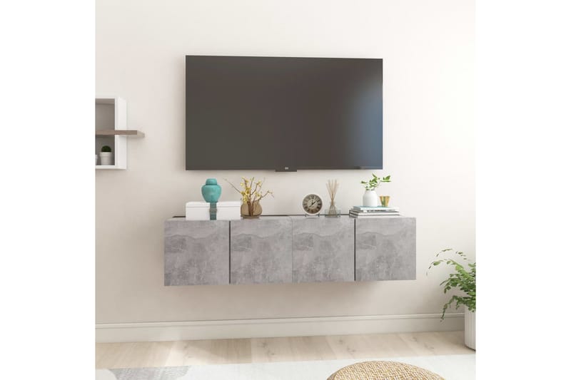 Hängande TV-skåp 2 st betonggrå 60x30x30 cm - Grå - Möbler - Tv möbel & mediamöbel - TV skåp