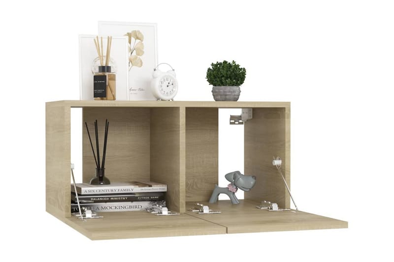 Hängande TV-skåp 2 st sonoma-ek 60x30x30 cm - Brun - Möbler - Tv möbel & mediamöbel - TV skåp