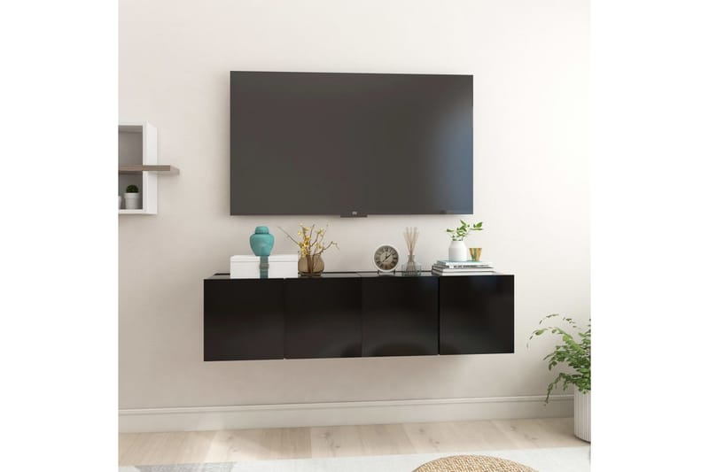 Hängande TV-skåp 2 st svart 60x30x30 cm - Svart - Möbler - Tv möbel & mediamöbel - TV skåp
