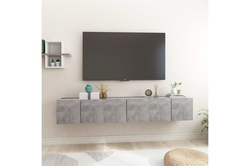 Hängande TV-skåp 3 st betonggrå 60x30x30 cm - Grå - Möbler - Tv möbel & mediamöbel - TV skåp