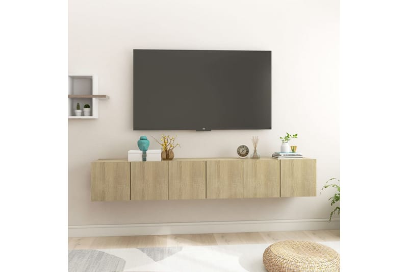 Hängande TV-skåp 3 st sonoma-ek 60x30x30 cm - Brun - TV skåp