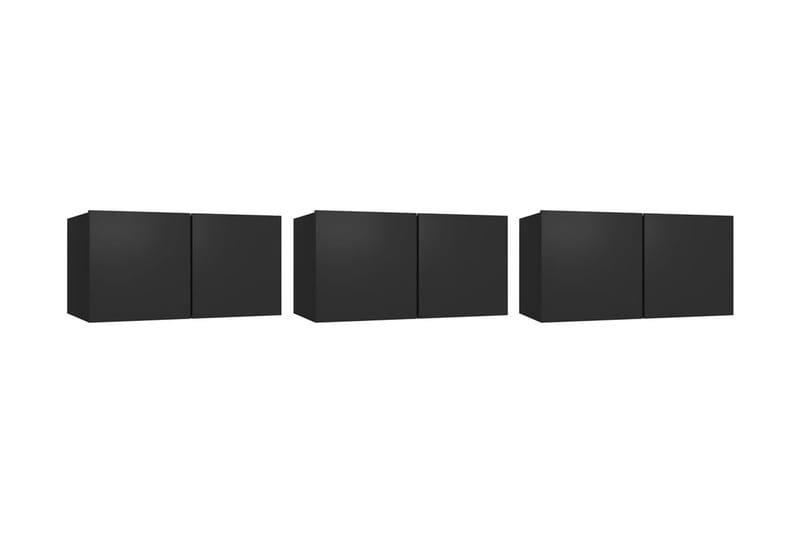 Hängande TV-skåp 3 st svart 60x30x30 cm - Svart - Möbler - Tv möbel & mediamöbel - TV skåp