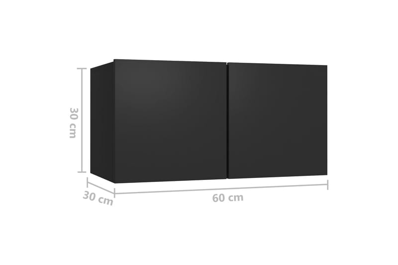 Hängande TV-skåp 3 st svart 60x30x30 cm - Svart - TV skåp