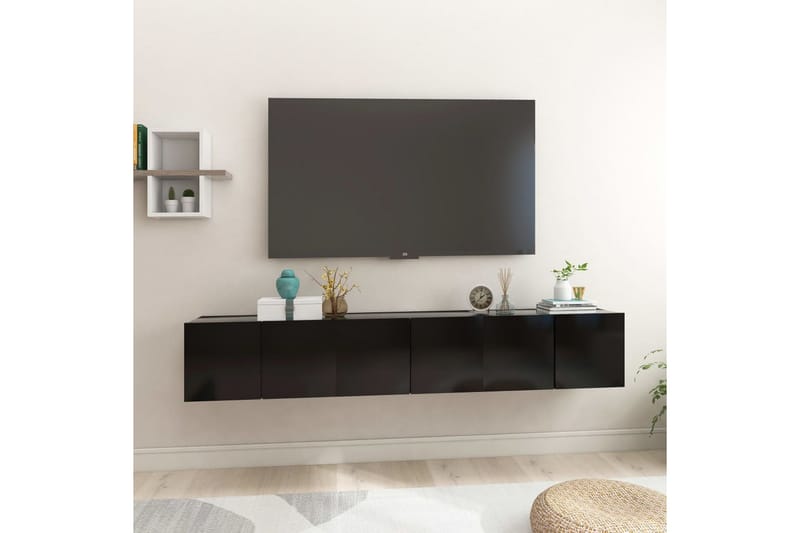 Hängande TV-skåp 3 st svart 60x30x30 cm - Svart - TV skåp