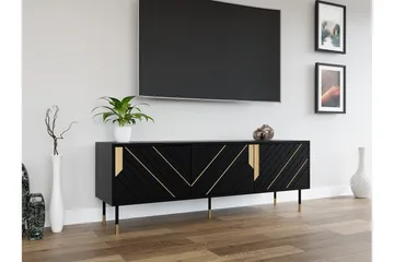 Juniskär Golvstående Tv Bänk 154 cm med Förvaring i Målat Trä - Svart - Möbler - Tv möbel & mediamöbel - TV bänk & mediabänk