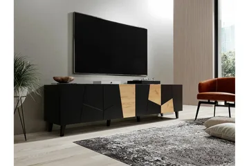 Juniskär Golvstående Tv Bänk 201 cm med Förvaring i Ek - Svart - Möbler - Tv möbel & mediamöbel - TV bänk & mediabänk