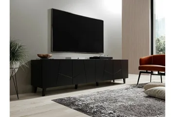 Juniskär Golvstående Tv Bänk 201 cm med Förvaring i Laminat Målat Trä - Svart - Möbler - Tv möbel & mediamöbel - TV bänk & mediabänk