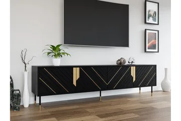 Juniskär Golvstående Tv Bänk 204 cm med Förvaring i Målat Trä - Svart - Möbler - Tv möbel & mediamöbel - TV bänk & mediabänk