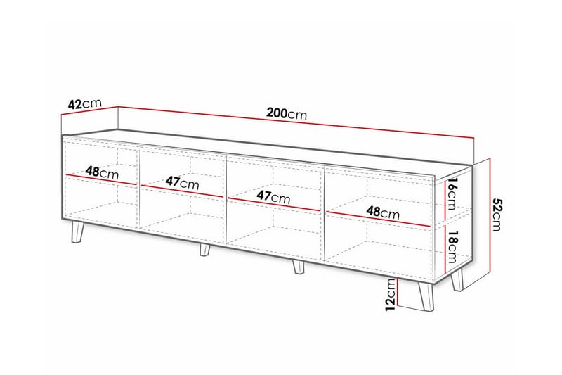 Juniskär Tv-skåp 200 cm - Svart - Möbler - Tv möbel & mediamöbel - TV skåp