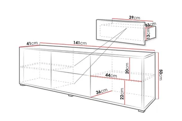 Kintore Golvstående Tv Bänk 141 cm med Förvaring i Målat Trä - Vit - Möbler - Tv möbel & mediamöbel - TV bänk & mediabänk