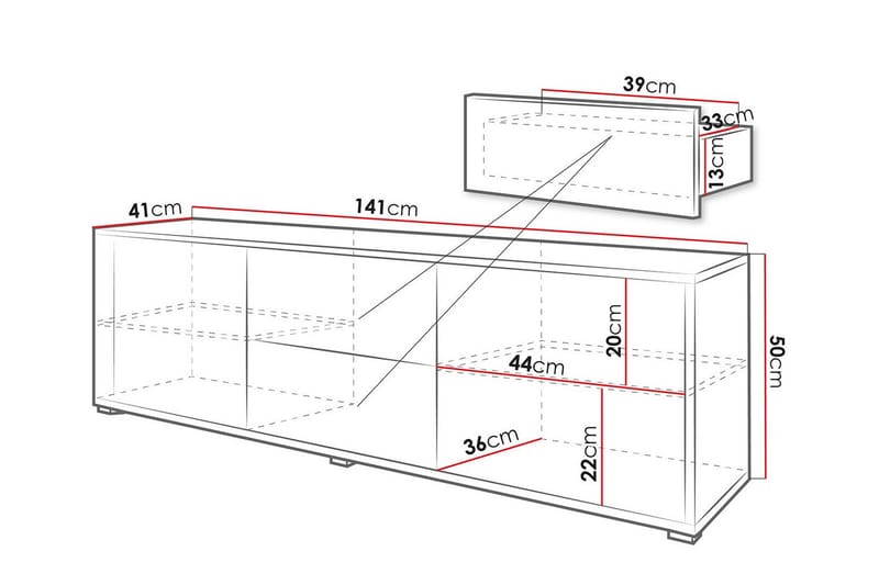Kintore Tv-skåp 141 cm - Vit - Möbler - Tv möbel & mediamöbel - TV skåp