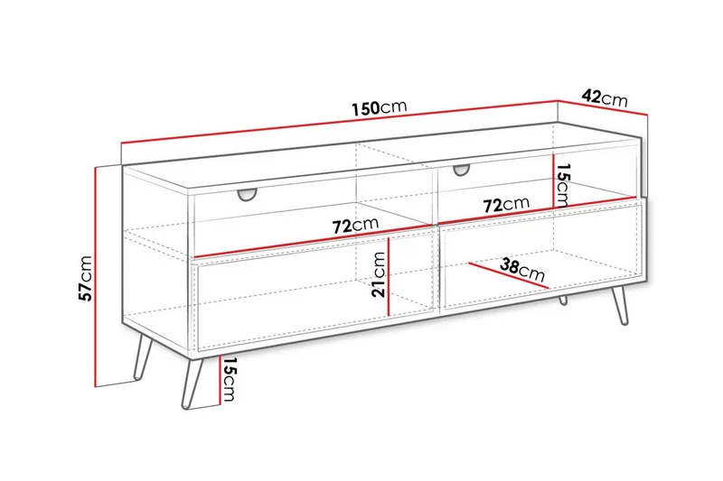 Kintore Tv-skåp 150 cm - Svart - Möbler - Tv möbel & mediamöbel - TV skåp