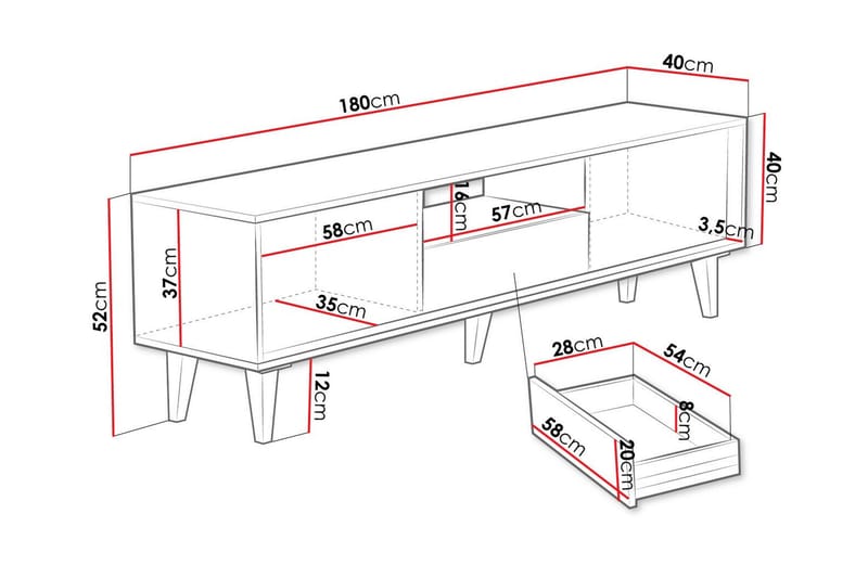 Kintore Tv-skåp 180 cm - Brun - Möbler - Tv möbel & mediamöbel - TV skåp