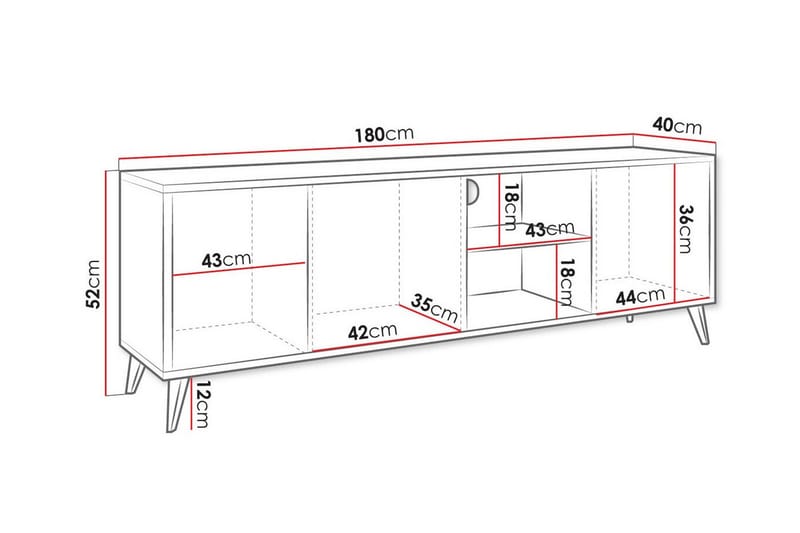 Kintore Tv-skåp 180 cm - Svart - Möbler - Tv möbel & mediamöbel - TV skåp