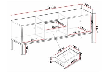 Klinkerville Golvstående Tv Bänk 154 cm med Förvaring i Målat Trä - Vit - Möbler - Tv möbel & mediamöbel - TV bänk & mediabänk