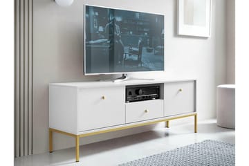 Klinkerville Golvstående Tv Bänk 154 cm med Förvaring i Målat Trä - Vit - Möbler - Tv möbel & mediamöbel - TV bänk & mediabänk