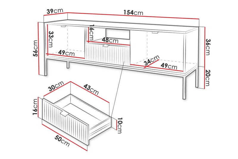 Klinkerville Tv-skåp 154 cm - Vit - Möbler - Tv möbel & mediamöbel - TV skåp