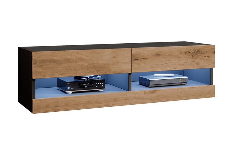 Narbonne Tv-skåp 180 cm Vit LED - Natur/Svart - Möbler - Tv möbel & mediamöbel - TV skåp