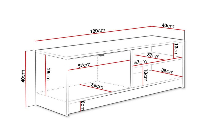 Novaj Tv-skåp 120 cm - Vit - TV skåp