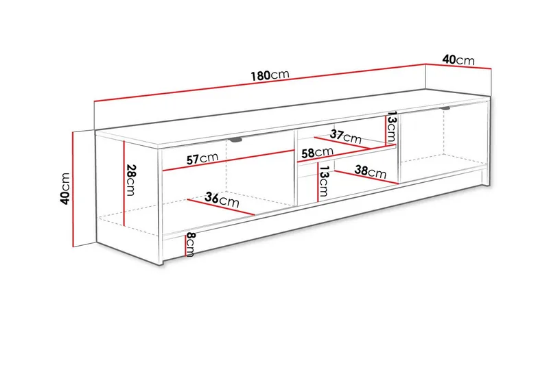 Novaj Tv-skåp 180 cm - Vit - Möbler - Tv möbel & mediamöbel - TV skåp