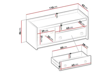 Rathmore Golvstående Tv Bänk 110 cm med Förvaring i Ek - Antracit - Möbler - Tv möbel & mediamöbel - TV bänk & mediabänk