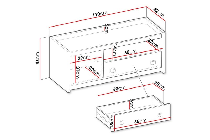 Rathmore Tv-skåp 110 cm - Grå - Möbler - Tv möbel & mediamöbel - TV skåp