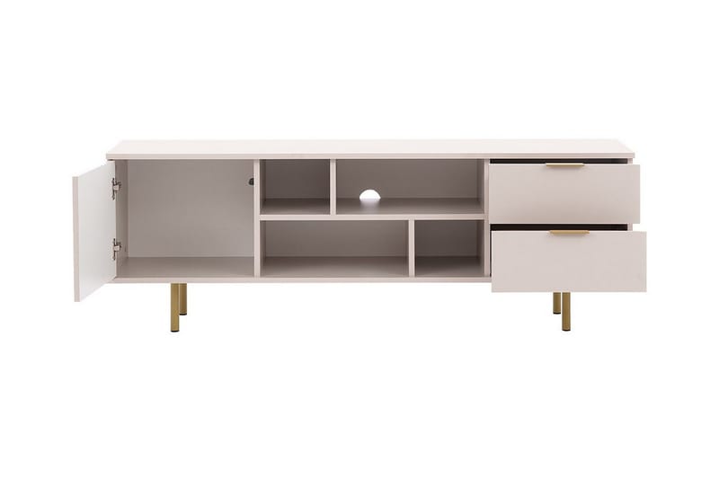 Staffin Golvstående Tv Bänk 150 cm med Förvaring i Målat Trä - Beige - Möbler - Tv möbel & mediamöbel - TV bänk & mediabänk
