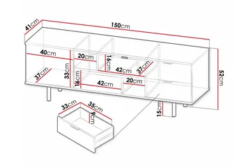 Staffin Golvstående Tv Bänk 150 cm med Förvaring i Målat Trä - Beige - Möbler - Tv möbel & mediamöbel - TV bänk & mediabänk