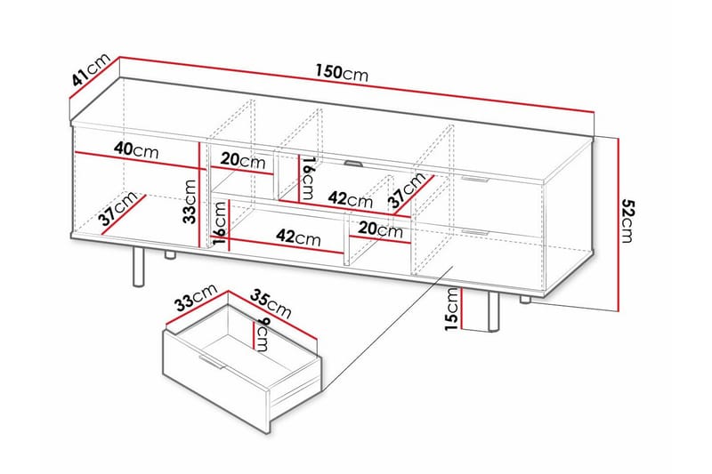 Staffin Golvstående Tv Bänk 150 cm med Förvaring i Målat Trä - Beige - Möbler - Tv möbel & mediamöbel - TV bänk & mediabänk