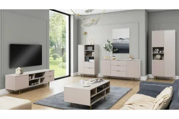 Staffin Golvstående Tv Bänk 150 cm med Förvaring i Målat Trä - Beige - Möbler - Tv möbel & mediamöbel - TV bänk & mediabänk