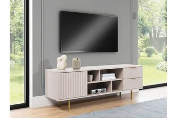 Staffin Golvstående Tv Bänk 150 cm med Förvaring i Målat Trä - Beige - Möbler - Tv möbel & mediamöbel - TV bänk & mediabänk