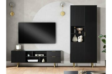 Staffin Golvstående Tv Bänk 150 cm med Förvaring i Målat Trä - Svart - Möbler - Tv möbel & mediamöbel - TV bänk & mediabänk