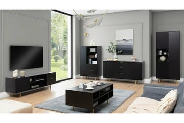 Staffin Golvstående Tv Bänk 150 cm med Förvaring i Målat Trä - Svart - Möbler - Tv möbel & mediamöbel - TV bänk & mediabänk