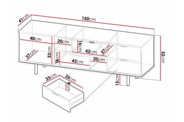 Staffin Golvstående Tv Bänk 150 cm med Förvaring i Målat Trä - Svart - Möbler - Tv möbel & mediamöbel - TV bänk & mediabänk