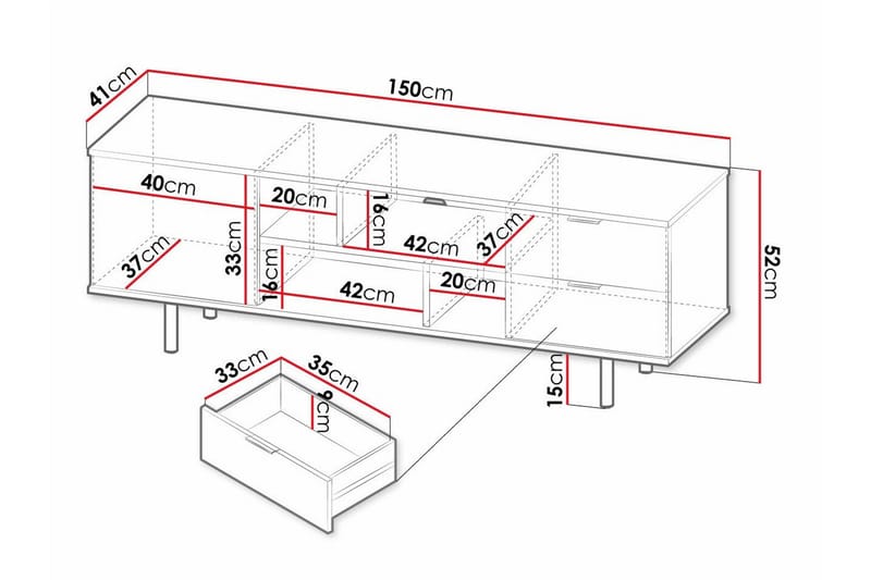 Staffin Golvstående Tv Bänk 150 cm med Förvaring i Målat Trä - Svart - Möbler - Tv möbel & mediamöbel - TV bänk & mediabänk