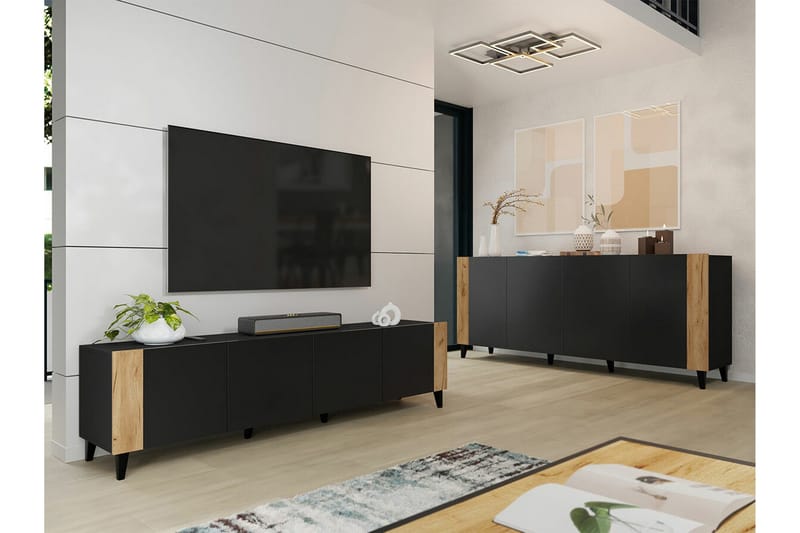 Strontian Tv-skåp 201 cm Scandinavian Choice Black - Möbler - Tv möbel & mediamöbel - TV skåp
