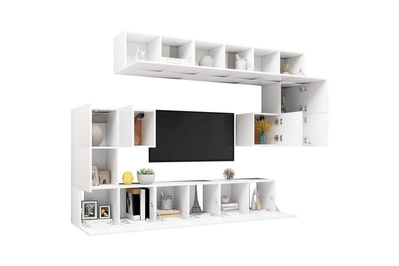 TV-skåp 10 delar vit spånskiva - Vit - Möbler - Tv möbel & mediamöbel - TV skåp