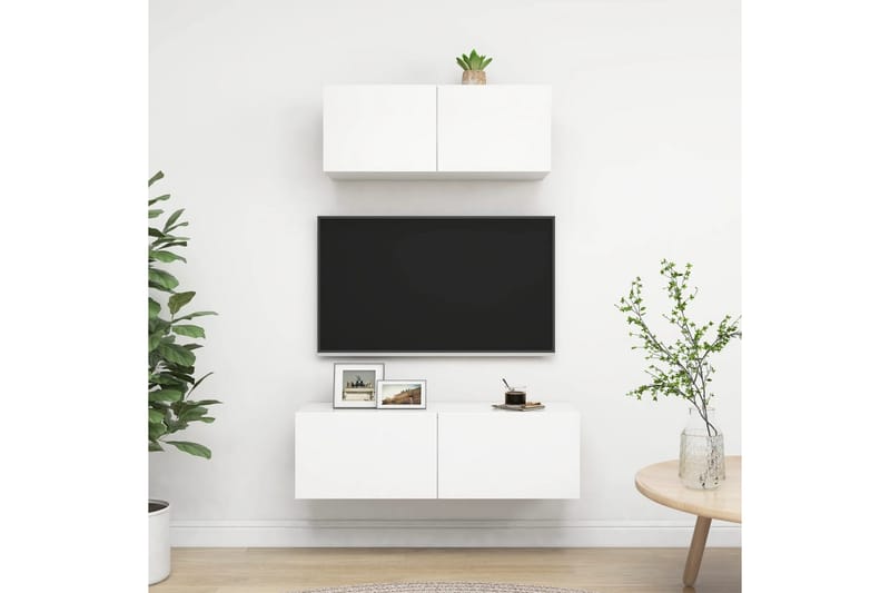 TV-skåp 2 delar vit spånskiva - Vit - Möbler - Tv möbel & mediamöbel - TV skåp