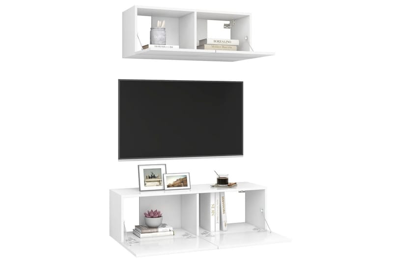 TV-skåp 2 delar vit spånskiva - Vit - Möbler - Tv möbel & mediamöbel - TV skåp