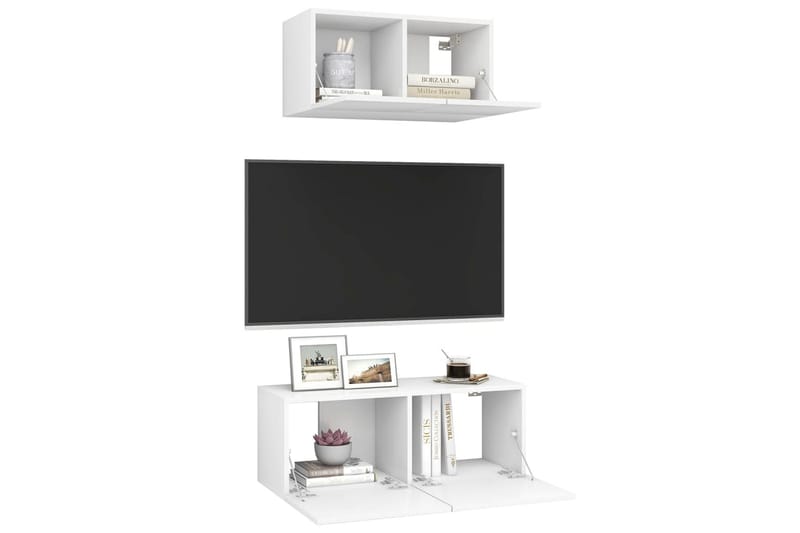 TV-skåp 2 delar vit spånskiva - Vit - Möbler - Tv möbel & mediamöbel - TV skåp