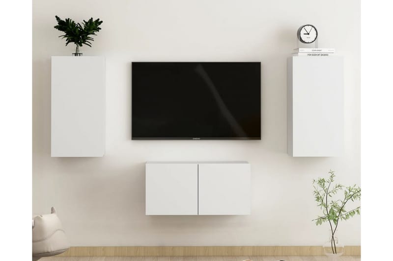 TV-skåp 3 delar vit spånskiva - Vit - Möbler - Tv möbel & mediamöbel - TV skåp