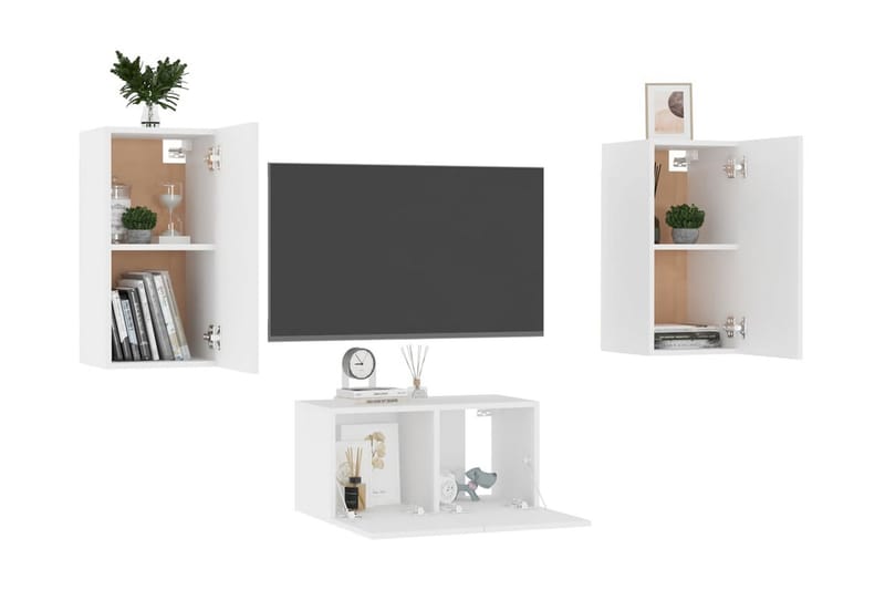 TV-skåp 3 delar vit spånskiva - Vit - Möbler - Tv möbel & mediamöbel - TV skåp