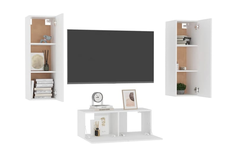 TV-skåp 3 delar vit spånskiva - Vit - Möbler - Tv möbel & mediamöbel - TV skåp
