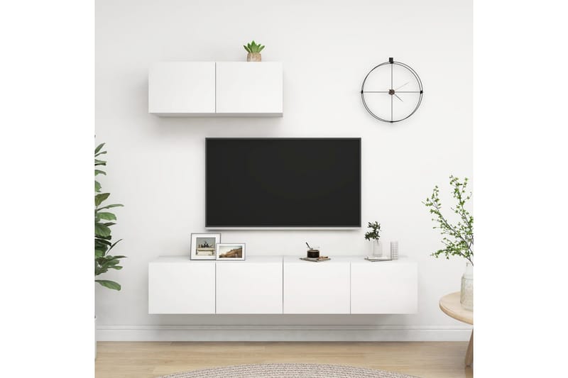TV-skåp 3 delar vit spånskiva - Vit - Möbler - Tv möbel & mediamöbel - TV skåp