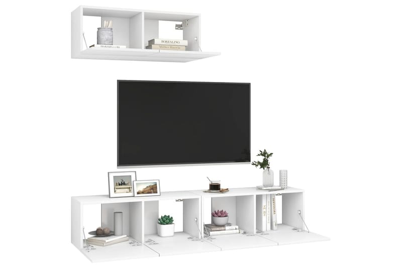 TV-skåp 3 delar vit spånskiva - Vit - Möbler - Tv möbel & mediamöbel - TV skåp