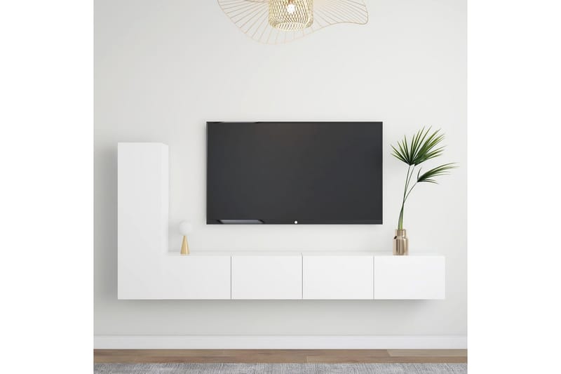 TV-skåp 3 delar vit spånskiva - Vit - Möbler - Tv möbel & mediamöbel - TV skåp