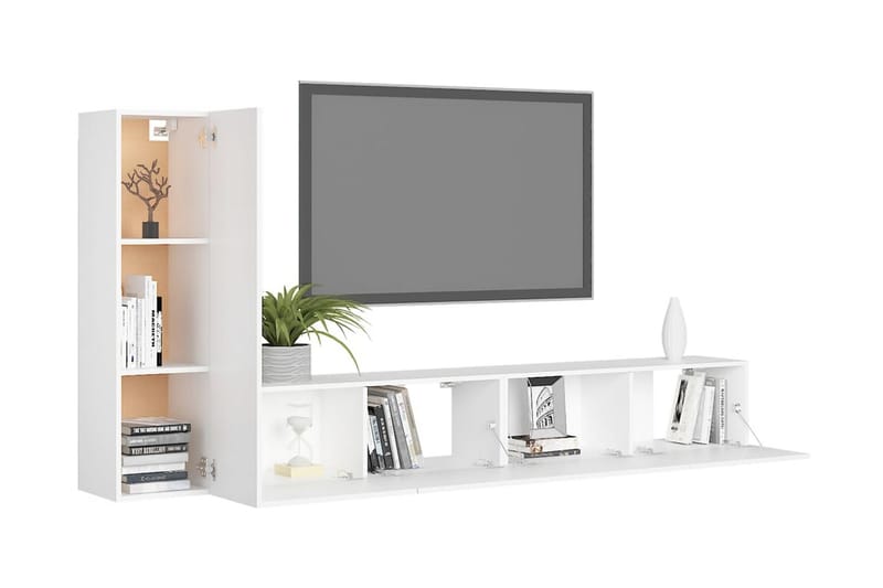 TV-skåp 3 delar vit spånskiva - Vit - Möbler - Tv möbel & mediamöbel - TV skåp