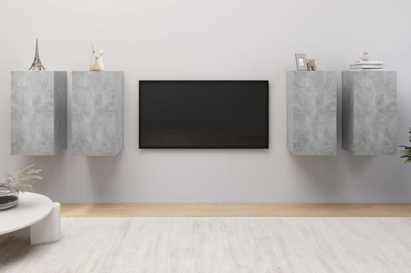 TV-skåp 4 delar betonggrå 30,5x30x60 cm spånskiva - Grå - Möbler - Tv möbel & mediamöbel - TV skåp