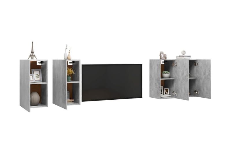 TV-skåp 4 delar betonggrå 30,5x30x60 cm spånskiva - Grå - Möbler - Tv möbel & mediamöbel - TV skåp