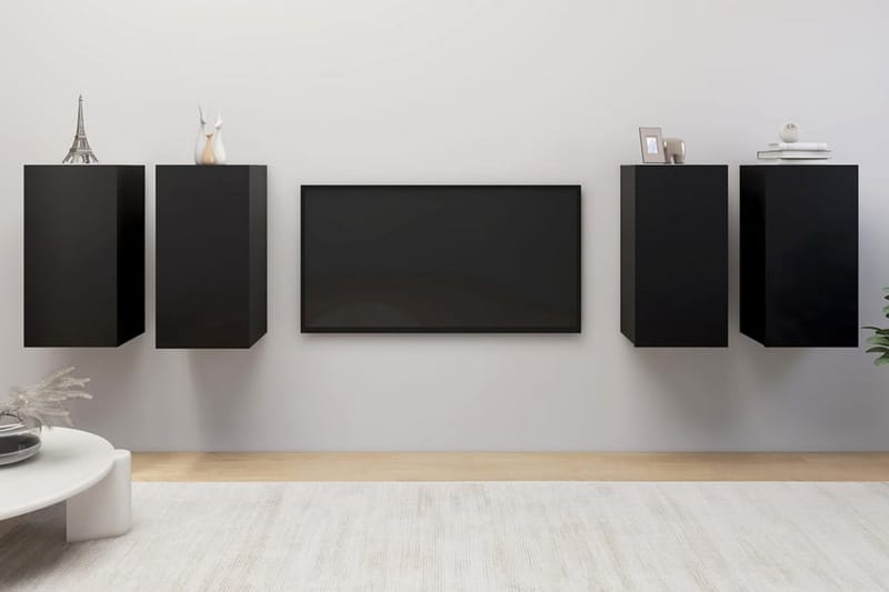 TV-skåp 4 delar svart 30,5x30x60 cm spånskiva - Svart - TV skåp